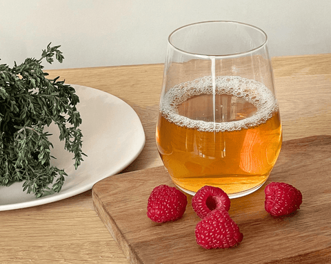 Thé glacé pêche framboise - Les Jardins de l'Hermitage