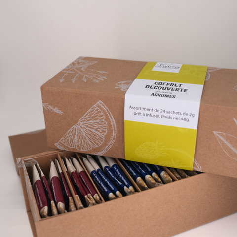 Coffret assortiment de thés et infusions saveurs agrumes