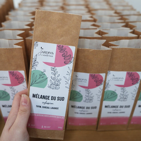 Mélange du sud : Tisane thym, sureau, lavande - Les Jardins de l'Hermitage