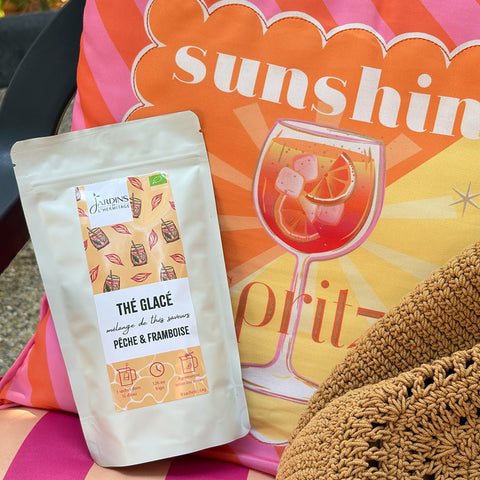 Thé glacé bio Pêche & framboise - Sachets pré-posés - Les Jardins de l'Hermitage